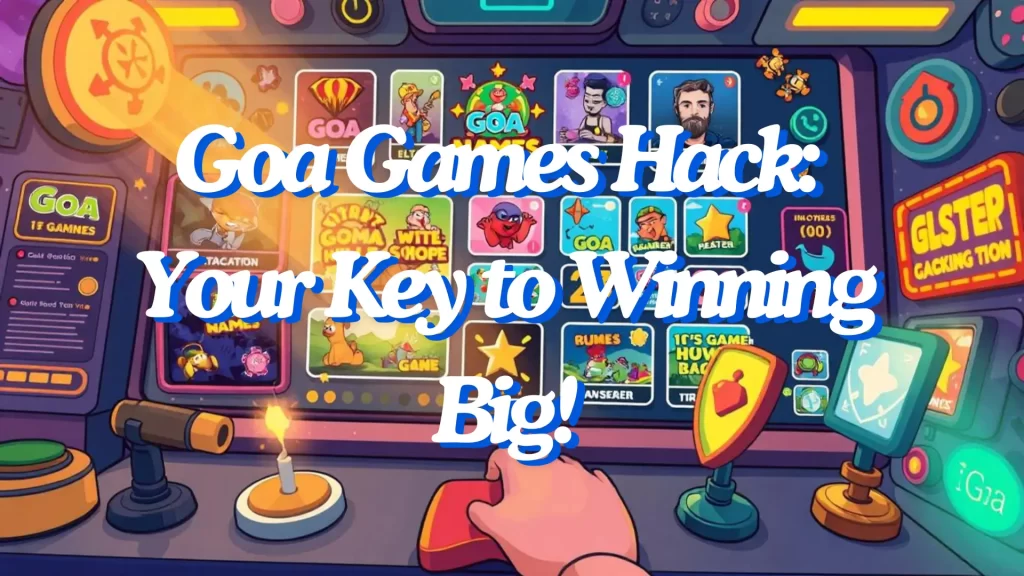 illustration text 'goa games hack your key to winning big'