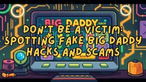 illustration text 'Don’t Be a Victim: Spotting Fake Big Daddy Hacks and Scams'