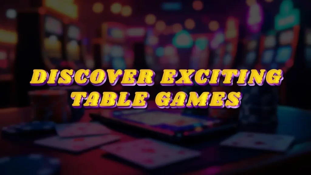 illustration text 'discover exciting table games'